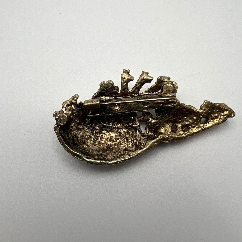Vintage Noahs Ark‎ Animal Brooch Gold Tone Pin